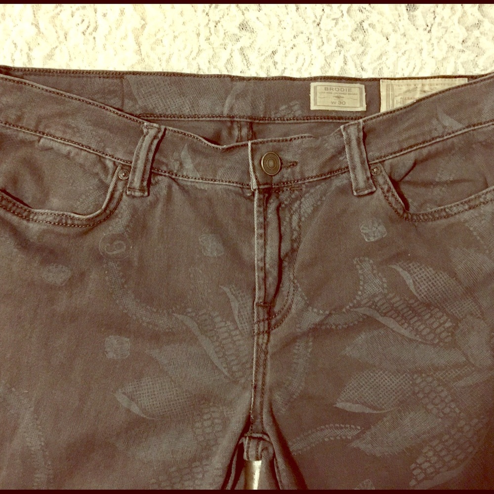 Women’s Floral-Print Dark Gray Jeans